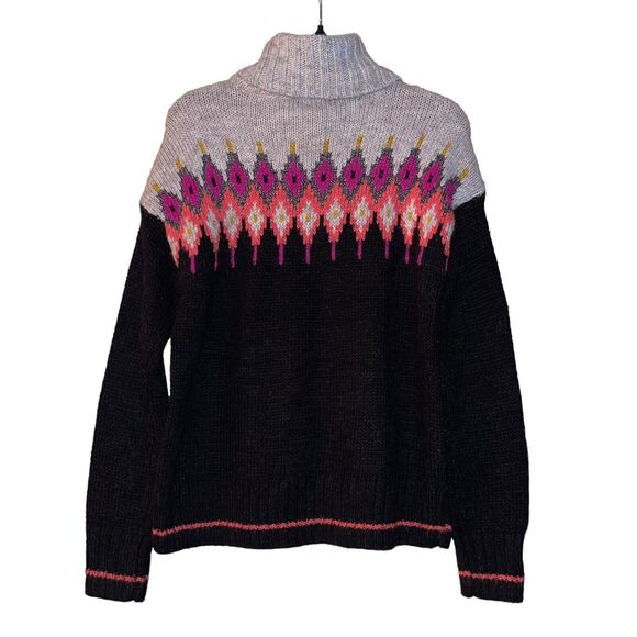 The Limited Sweater Wool Blend Turtle Neck Argyle - Picture 6 of 9